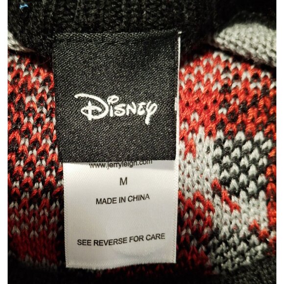 Disney Minnie Mouse Black & Gray Raglan Knit Sweater With Red Plaid Bow Womens M - Picture 4 of 6